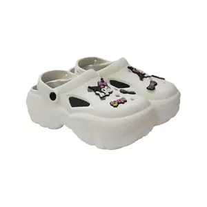 Women's Charms Clogs | Sandals with Adjustable Back Strap | Comfortable & Light Weight Anti-Skid & Waterproof Clog, Everyday Use Mules for Girls (Size - 5, White)