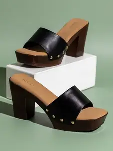 Inc.5 Women Black Open Toe Platform Heels