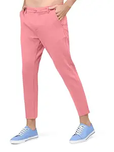 PRIYANSI Fashion Stretchable Casual Pants for Men | Stylish Slim Fit Men's Wear Trousers for Office or Party | Mens Fashion Dress Trouser(Lightpink,30)