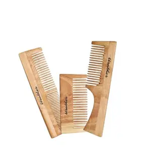 Wooden Hair Comb Set, Wide Tooth Detangling Combs, 3-Piece