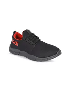 AADI Men's Black & Red Mesh Outdoor Casual Running Sport Shoes