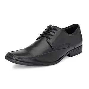 HITZ Men's Black Leather Lace-Up Formal Shoes - UK 10