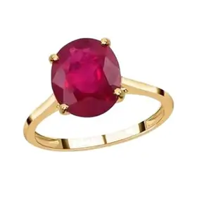 Blustone Most Genuine Gold Ruby Ring IGL Tested Original Certified ओरिजिनल रूबी रिंग Burmese Pinkish Red Oval Shaped Manikya Stone Gold Ruby Ring Suitable For Both Casual or Formal Attire Men & Women