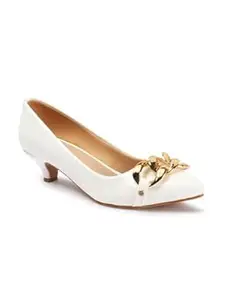 Carlton London Women Stylish Slipon Pump Shoes with Kitten Heels, Pointed Toe