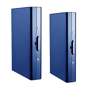 Stealodeal 6 & 8 Slot Blue Metal RFID Blocking Credit/Debit/ATM Card Holder (Combo of 2)