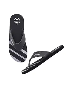 CULTSPORT Wave Mens EVA Flip Flops | Stylish, Lightweight & Comfortable Slippers for regular use (Black, 8UK)