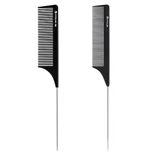 FAMEZA  Comb Pintail Comb Carbon Comb Teasing Comb Metal Parting Comb Perfect Lifting Lightweight For All Hair styling Black