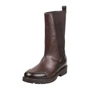 Mochi Women Brown Leather Mid Calf Boot UK/8 EU/41 (31-68)