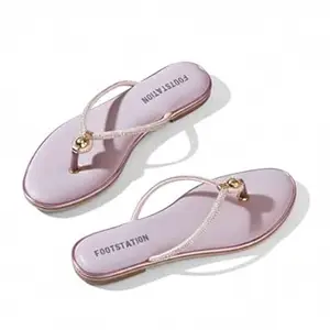 TrendStation Women's Flip Flops, Attractive Colour Glitter Footbed, Rhinestone Embellished Straps Slippers.
