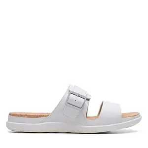 Clarks Women's Step June Tide White Sandal-3 Kids UK (26141013)