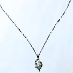 J Square Fashion Accessories Silver Chain Pendant For Girls | Heart Silver Chain Necklace Pendant For Women Girls | Love | Gifts | Pearl Silver Chain Necklace Pendant For Women Girls | (Pearl)