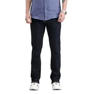 WROGN Men's Cotton Blend Jeans | Solid | Straight Fit