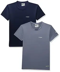 Charged Endure-003 Chameleon Spandex Knit Round Neck Sports T-Shirt Light-Grey Size Xs And Charged Energy-004 Interlock Knit Hexagon Emboss Round Neck Sports T-Shirt Navy Size Xs