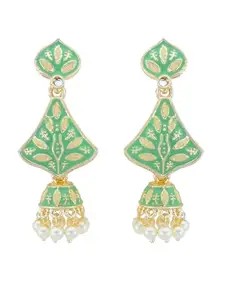 Kairangi Earrings for Women and Girls Meenakari Jhumka | Silver Tone Green Meenakari Jhumki Earrings | Birthday Gift for girls and women Anniversary Gift for Wife