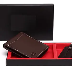 WildHorn Men Brown Genuine Leather Wallet Gift Set Combo
