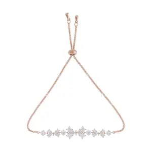 Kushal's Fashion Jewellery White Rose Gold Polished 92.5 Sterling Silver Bracelet for Women, With Adjustable Chain, Best forOffice Wear - 437649