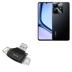 BoxWave Smart Gadget Compatible with Realme Note 60x - AllReader SD Card Reader, microSD Card Reader SD Compact USB - Jet Black