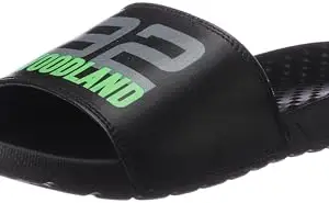 Woodland Men's Black/Lime PU Slipper-9 UK (43EURO) (SLD 4402022)