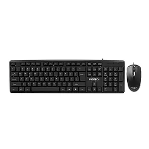 FRONTECH Wired Keyboard and Mouse Combo | Membrane Keys with Retractable Stands | USB Plug & Play | Ergonomic & Comfortable Design | 1 Year Warranty (KB-0012, Black)