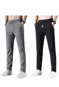 RIKSAW Track Pants for Mens || Joggers for Mens || Men's Sports Regular Fit Polyester Track Pant with Two Side Zipper Pockets (TP20 Pack of 2)