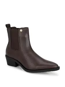 EL PASO Women Brown Faux Leather Casual Chelsea Boots-4
