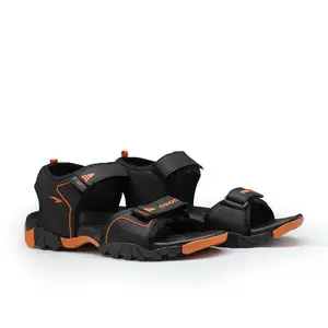 Asian Mens VISTARA-15N Casual Sandals with adjustable velcro closure for easy wear with flexible fitting and trendy and stylish looks ideal for everyday use for mens as well as boys-VISTARA-15NBKORG-7