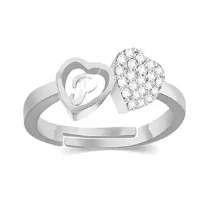 Kanak Jewels Valentine Letter P alphabet American diamond Adjustable I Love You Initial couples lovers Heart Gold for Women Girls Girlfriend Men Boys Gift for love Design Gold plated Ring Brass Cubic Zirconia Gold Silver Plated Ring