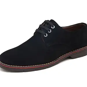 ARAMISH Men's Black Suede Leather Formal Derby Shoes - 5 UK
