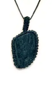ASTROGHAR Natural Black Tourmaline Raw Rough Uneven Shaped Thread Cage Crystal Pendant For Men And Women