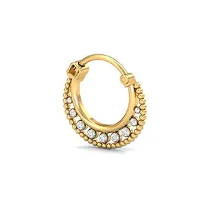 KuberBox 18KT Yellow Gold Vistra Diamond Septum Nose Ring for Women (Piercing Required)