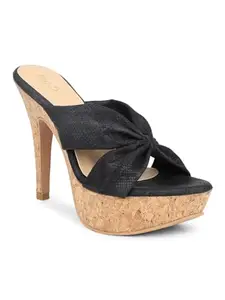 INC.5 Women Black Textured Platform Heels