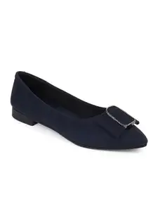 ELLE Women Ballet Flat,Navy Blue,UK-6