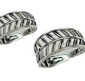 Traditional Oxidised Toe Rings For Women Adjustable Bichiya Set (Oxidised Leaves, 4, Count)