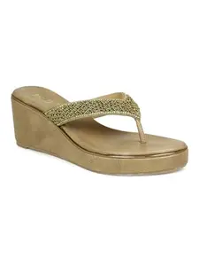 Inc.5 Shoes Women Wedge Fashion Sandal 600462_Ant Gold