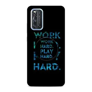 Screaming Ranngers Designer Printed Hard Plastic Matt Finish Mobile Case Back Cover with Mobile Holder for Vivo V19 (Work Hard plaay Hard/Motivational)