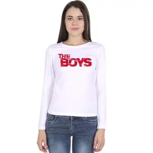 High on Soda The Boys T-Shirt for Women - Full Sleeve (White, Small)