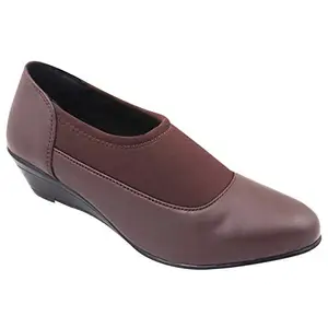 LUVFEET Casual Latest Collection | Comfortable Stylish Solid Wedge Heel Slip-On Bellies & Ballerina for Womens & Girls Brown