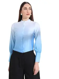 Women's Slim Fit Ombre Dyed Formal Satin Long Sleeves Opaque Shirt (f343-mw-wb-xl-bzr)