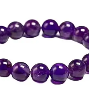 Natural Amethyst Crystal Bead Bracelet, Purple, Adjustable