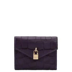Da Milano Leather Mini Flap Wallet for Women - Purple (10479)