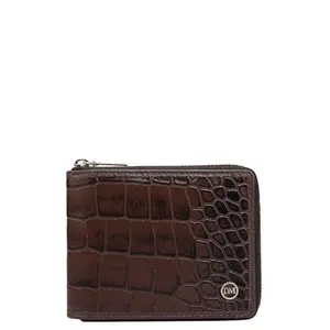 Da Milano Leather Mini Zip Wallet for Women - Brown (10260A)
