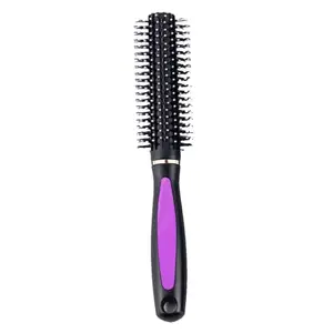 BlackBoss Round Hair Brush for Blow Drying, Styling, Curling, Straighten with Soft Nylon Bristles for Short or Medium Curly Hairs for Women & Men HBR7 (Purple)