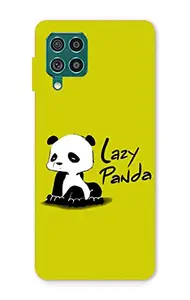 CRAFT WORLD Printed Hard Back Case Cover Black_EarPhn Latest Stylish Samsung Galaxy M12/F12/A12 Phone Case Mobile Cover for Boys/Girls (Lazy Panda)