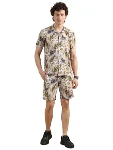 chandr fashion Co Ord Set for Men | Pyjama Set for Men | Beach Wear Summer Wear Short Pajama Set || Sleepwear Loungewear Shirt & Shorts Combo (Red, M)