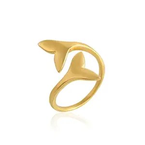 Fishtail Artificial Brass Ring Adjustable | 18 kt Gold Plated