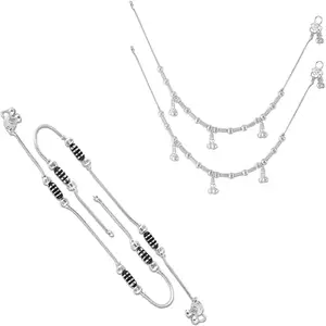 Heer Collection Traditional Jewellery For All Occassions Anklets Payal Pair for Women/Girls Alloy Anklet - Bzr_Combo Payal 112 & 116 (1-Pair Each)