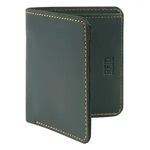 ACCEZORY Green Leather Bifold Wallet for Men