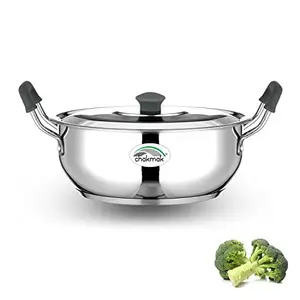 Chakmak Stainless Steel Rambo Induction Base Kadhai with Lid & Silicon Handle (24 Cm) price in India.