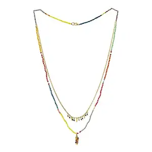 Ayesha Multicolor Beaded Gold-Toned Long Layered Necklace for Girls, Women