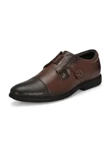 VALENTINO Genuine Leather Formal Monk for Men JOYLAND-81-MOCCA